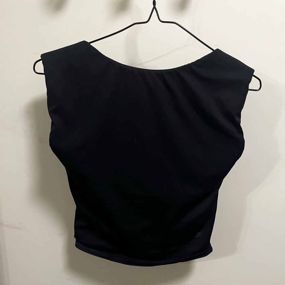Black backless tank top with built in bra
